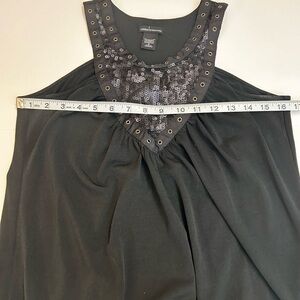 Moda International Black Sequin Grommet Halter Tank